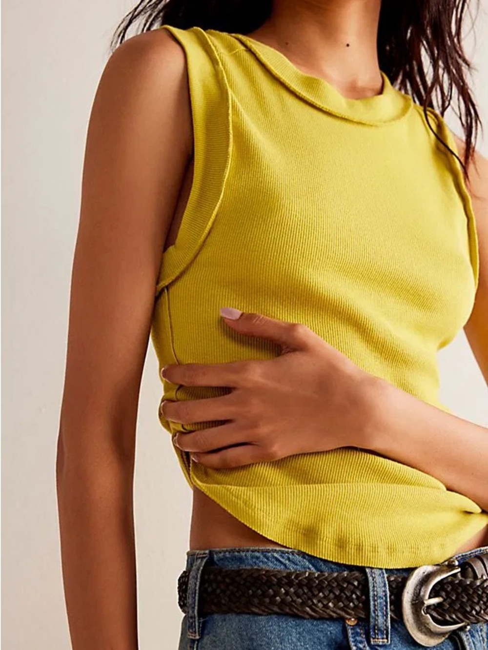 We The Free Woman’s XL Ribbed Sleeveless Tank in Yellow